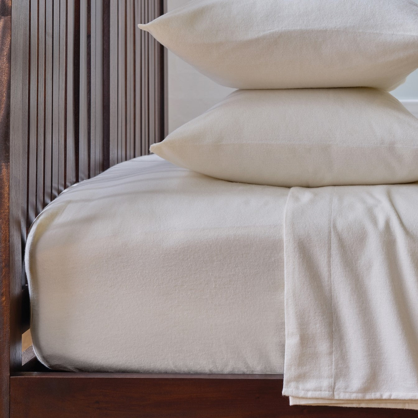 Superior Organic Flannelette Cream Fitted Sheets Linen Cupboard