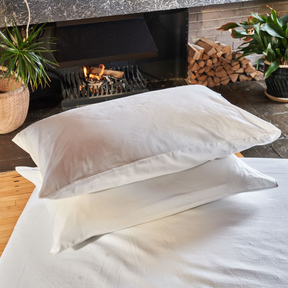  White Flannelette Pillowcases | White Flannelette Pillow Shams | White Flannelette Housewife Cases